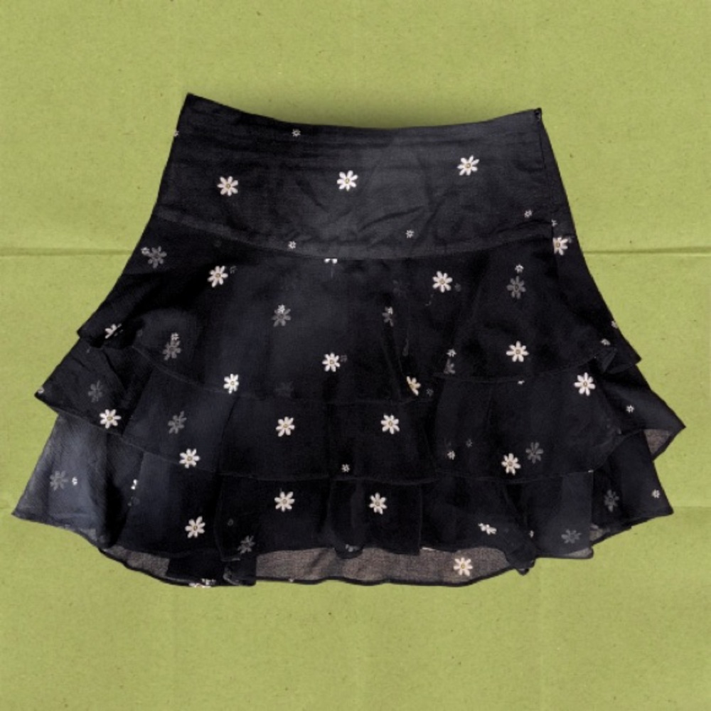 Urban Outfitters Black Skirt with White Floral Design